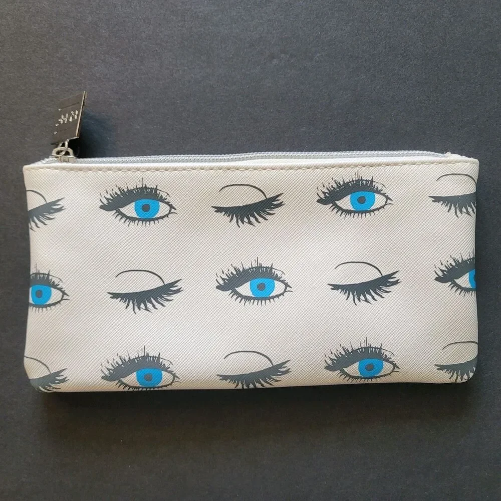 Rodan + Fields Eye Print Cosmetic Bag Zipper Pouch – Faint Pink Stain Shown